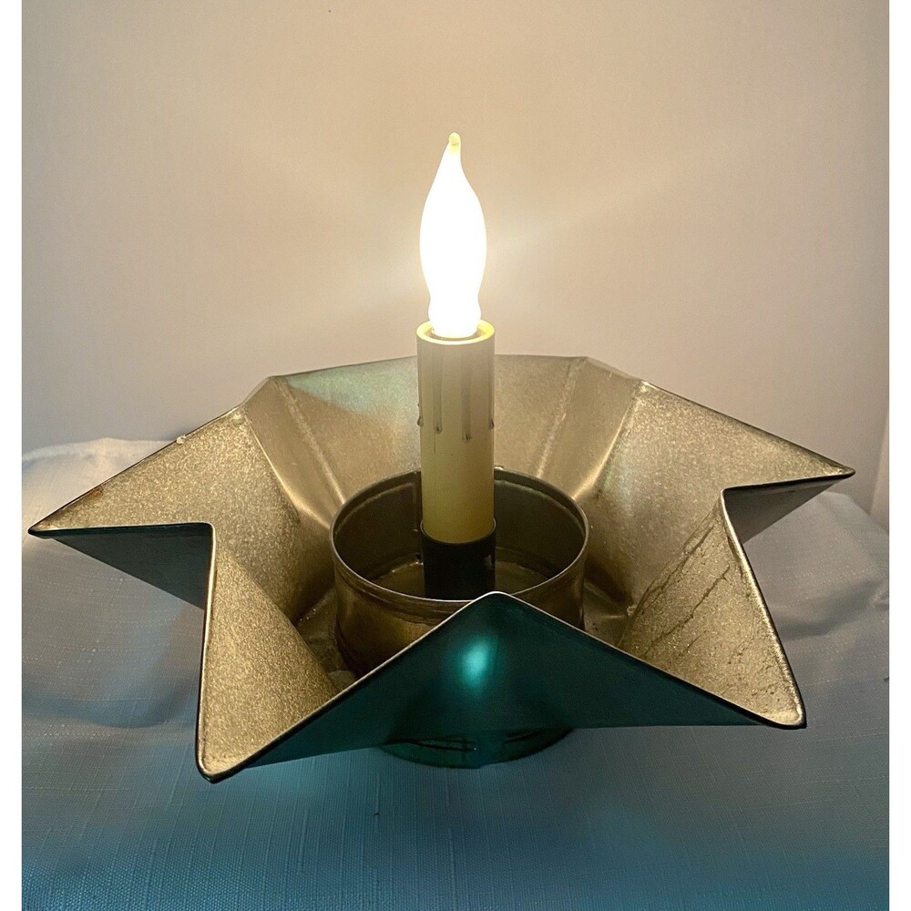 Vintage Underwriters Laboratories Tin Star Lamp Prim Cottage Decor Works